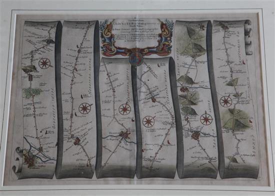 John Ogilby, four maps, largest 34 x 46cm